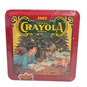 Crayola 64‎ Count Christmas Tin  Vintage 1992  Bear Ornament Sealed